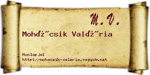 Mohácsik Valéria névjegykártya