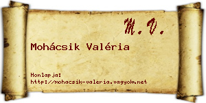 Mohácsik Valéria névjegykártya